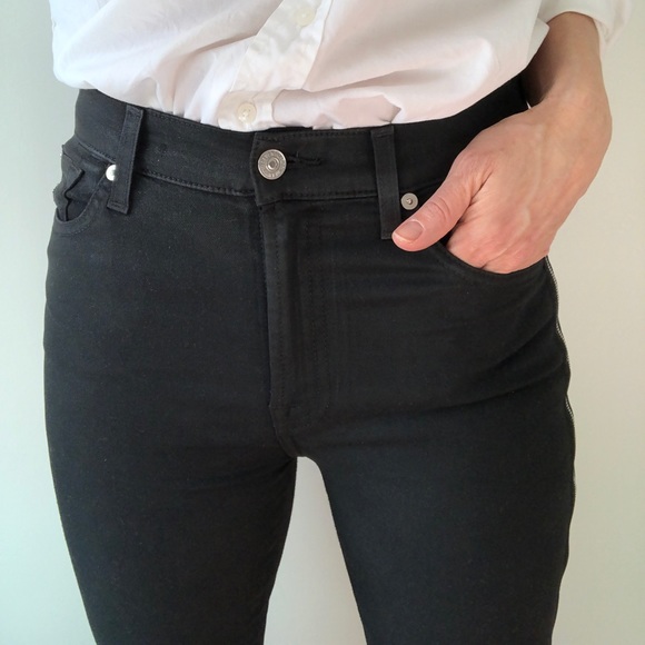 7 For All Mankind Zipper Black Coated Denim - Picture 3 of 12